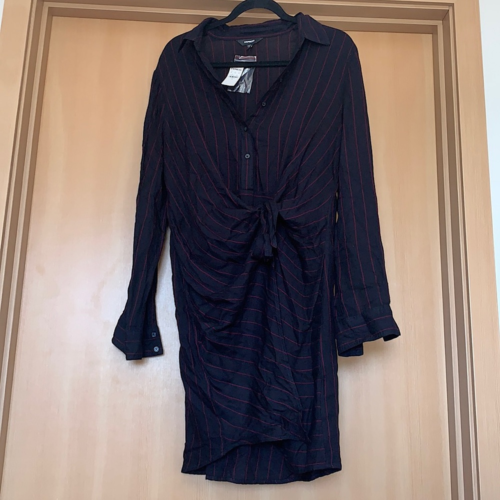 Express front tie shirt dress